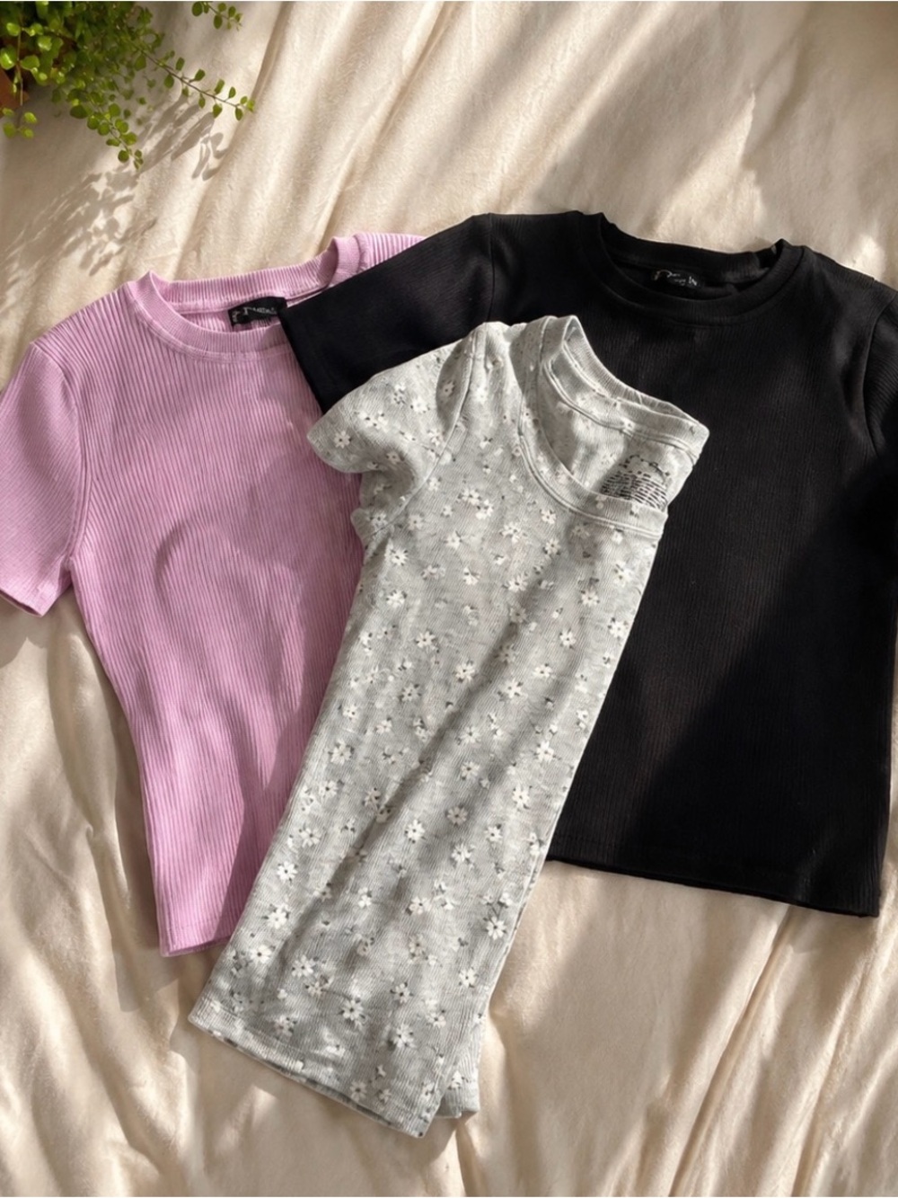 art class Girls' Short-Sleeve Tee Trio - Pink, Black & Light Gray Floral